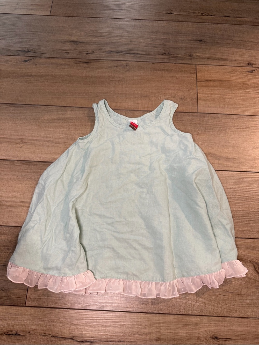 Matilda Jane Light Blue Tank with Pink Ruffle Hem